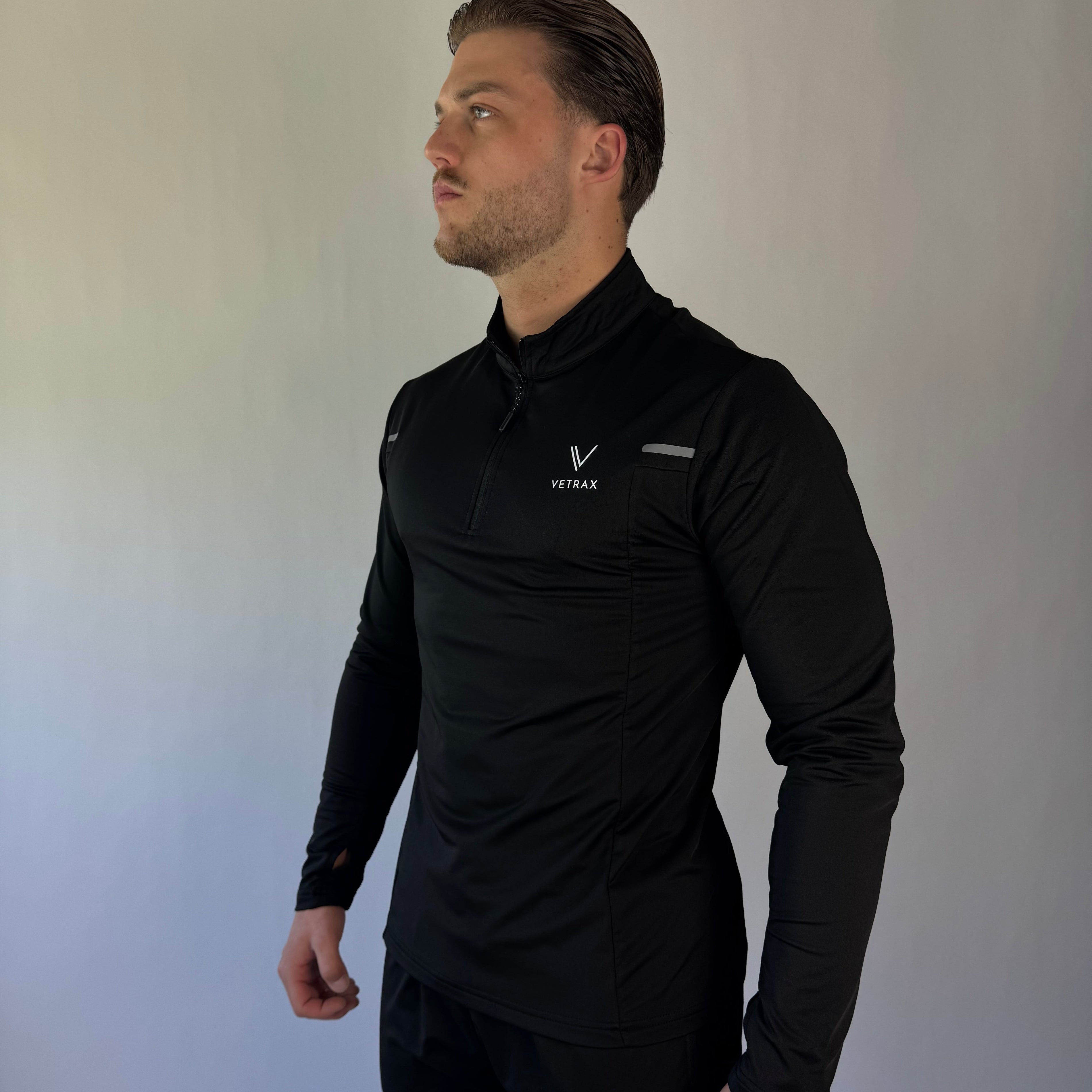 CoreZip trainingssweater zwart met halve rits voor heren