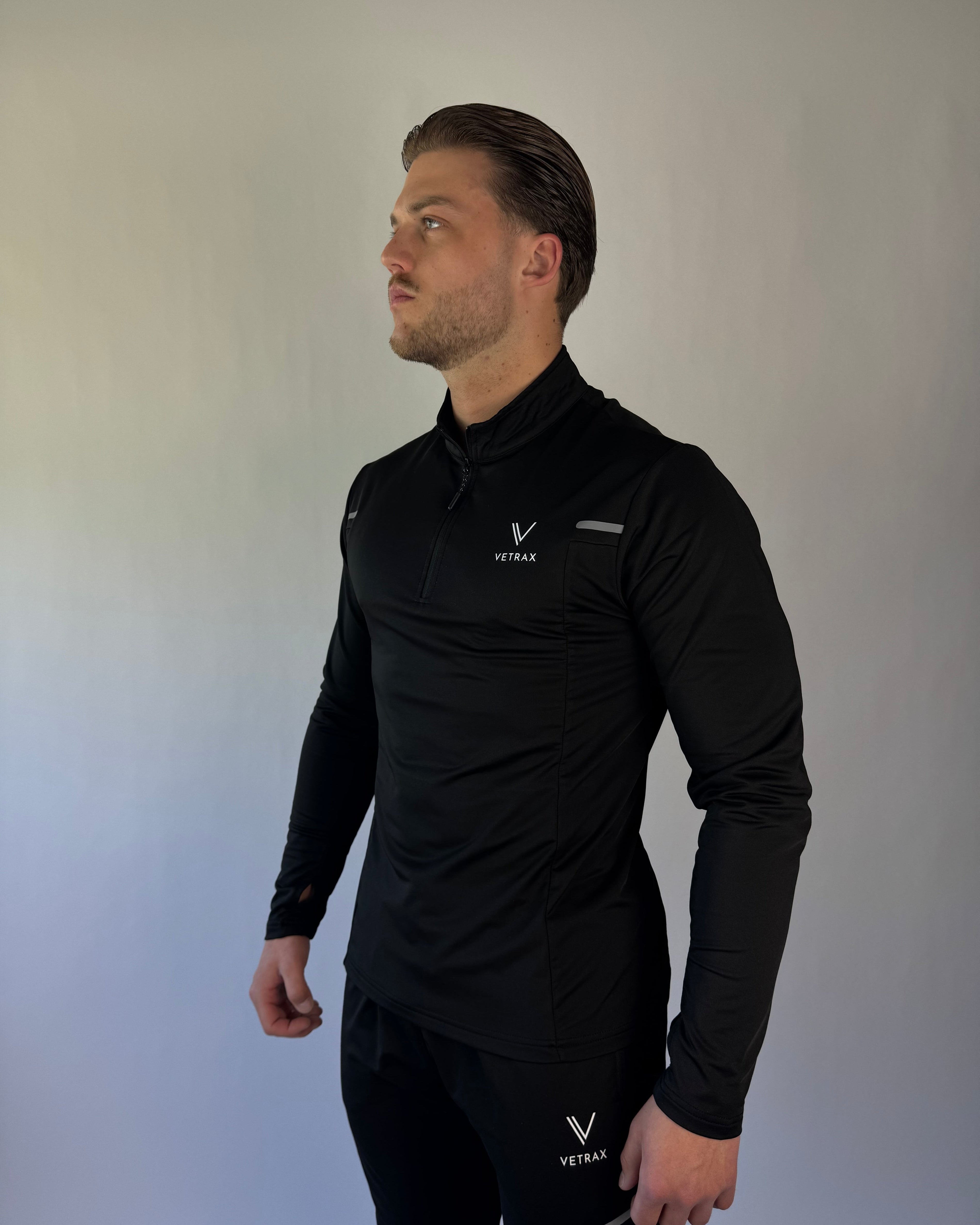 CoreZip trainingssweater zwart met halve rits voor heren