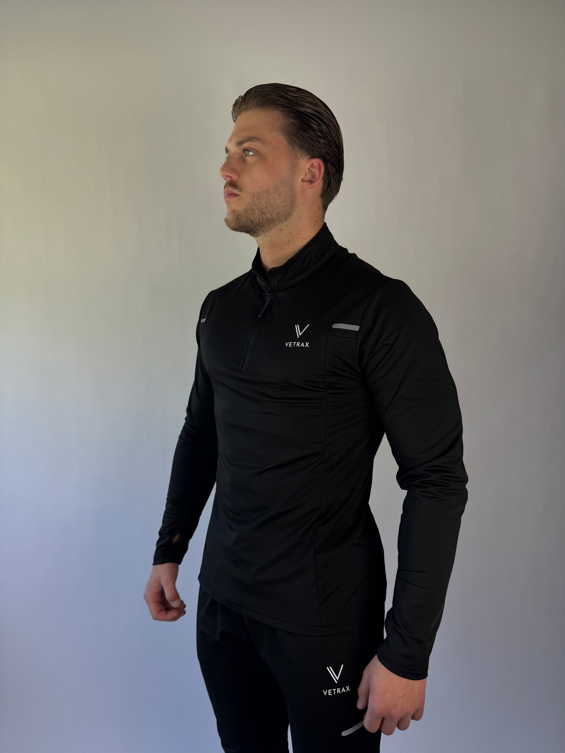 CoreZip trainingssweater zwart met halve rits voor heren